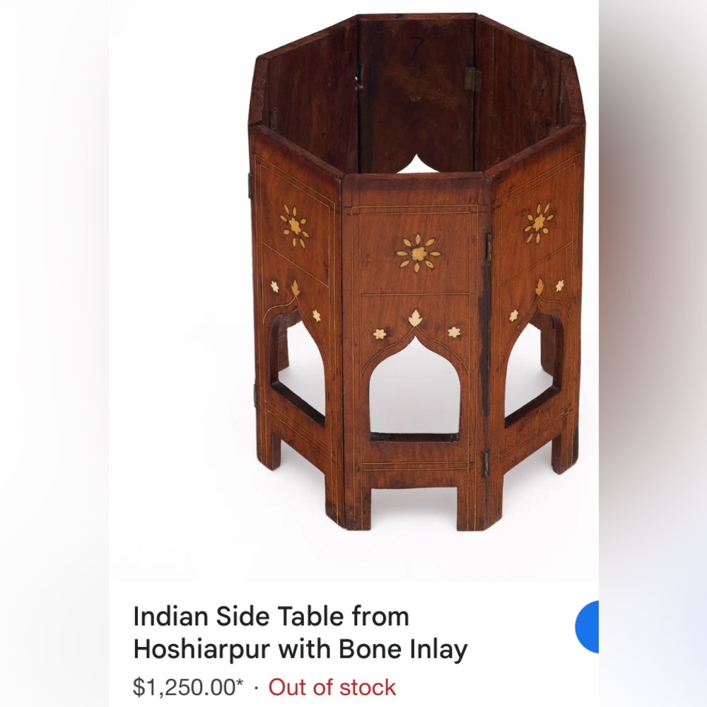 Indian Side Table with Bone Inlay - Picture 11 of 11